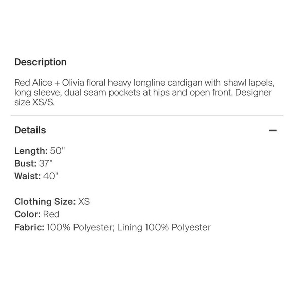 ALICE + OLIVIA Kimono Duster (Size S/M) Red Floral Embossed Sliky Fabric Oversiz - Picture 4 of 4